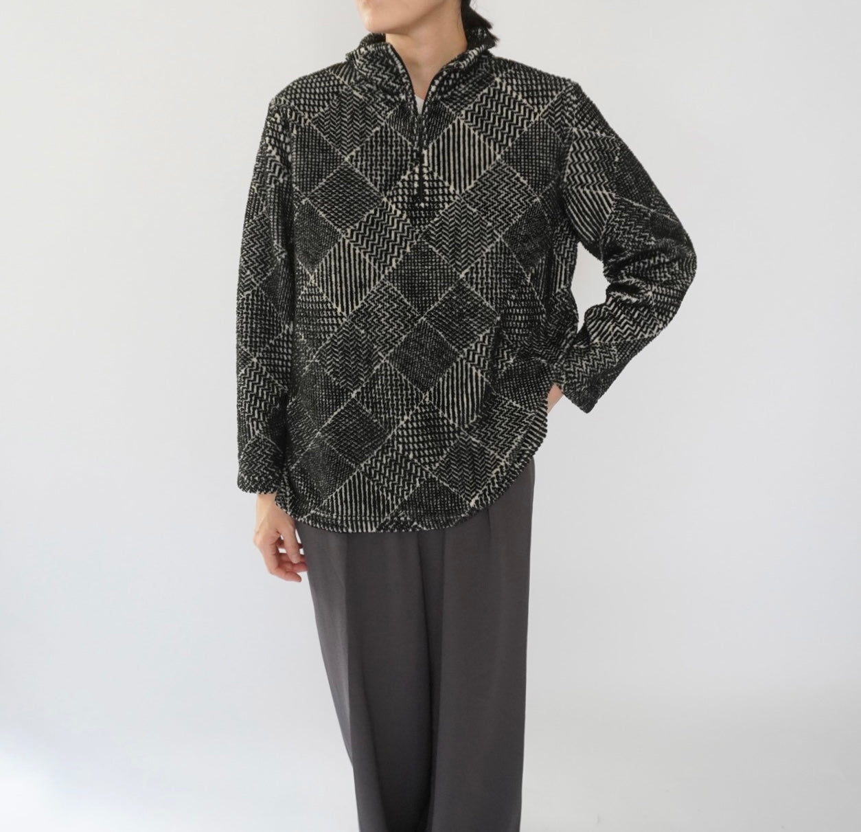 90s Pattern Fleece Top Made in Canada