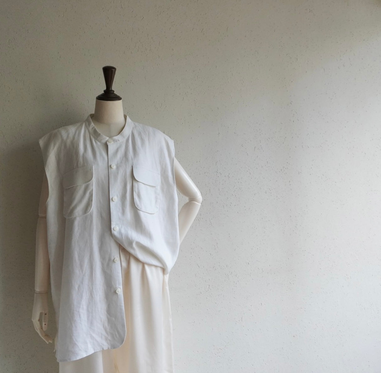 90s Linen Boxy Top,Vest