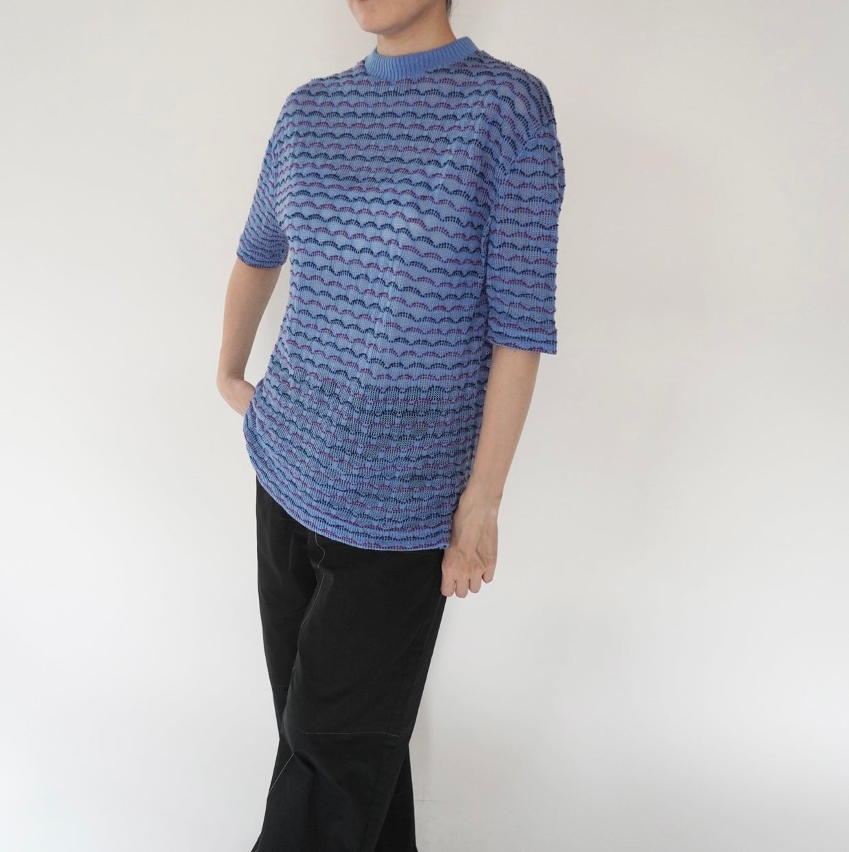 80s Blue Design Top