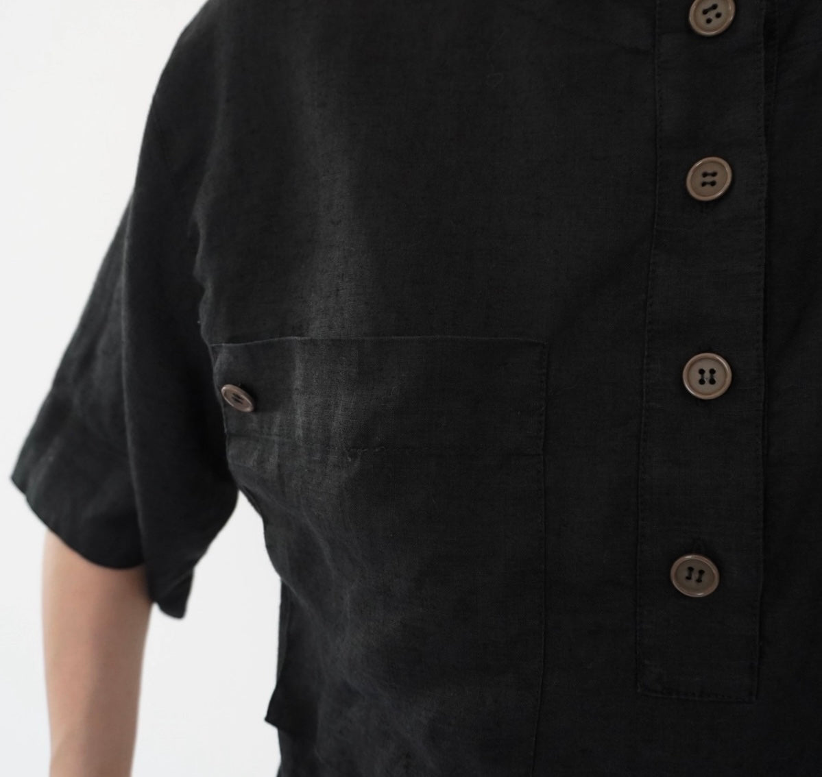 90s Linen Cropped Blouse