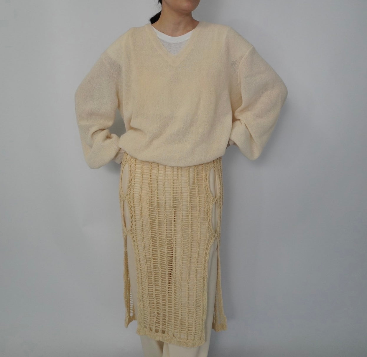 90s V neck Alpaca Knit