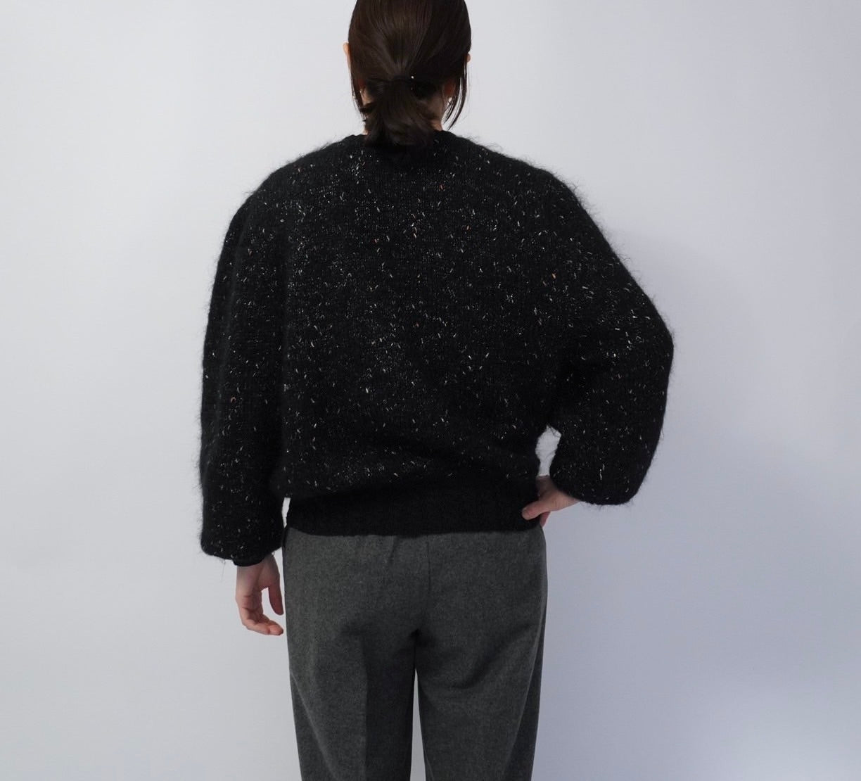 90s Black Design Knit Cardigan