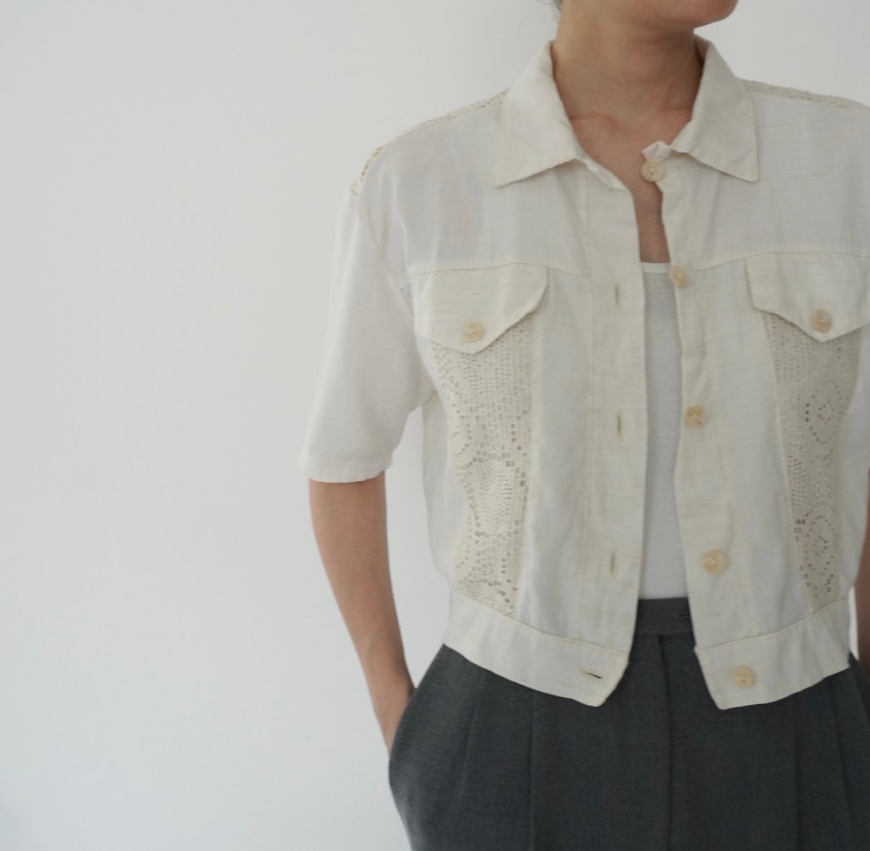80s EURO Crochet Design Shirt