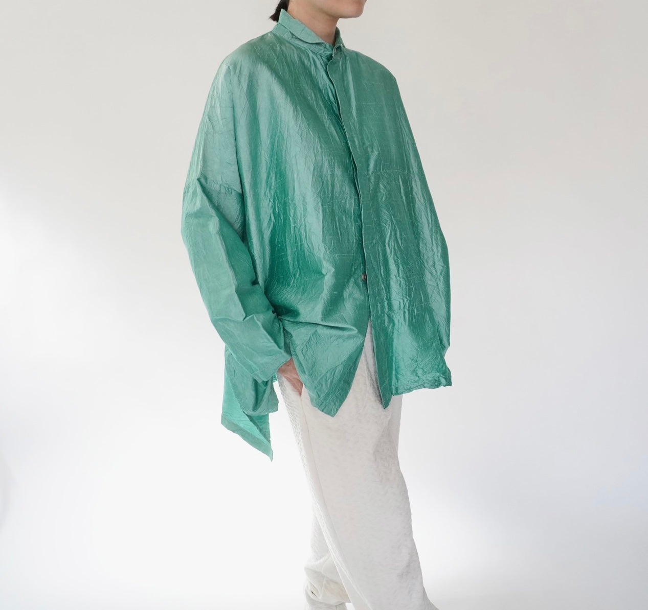 90s Raw Silk Boxy Blouse