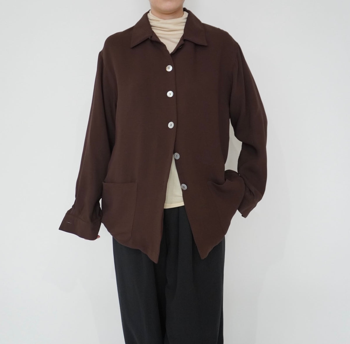 90s Brown Silk Shirt