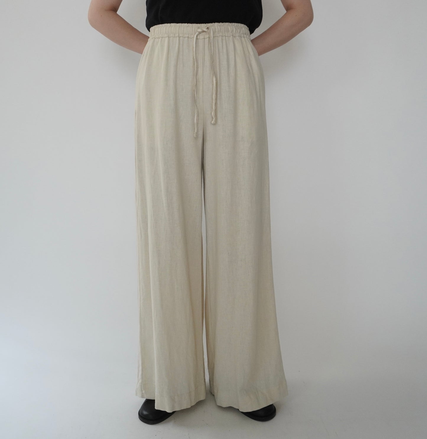 Ivory Linen Wide Pants