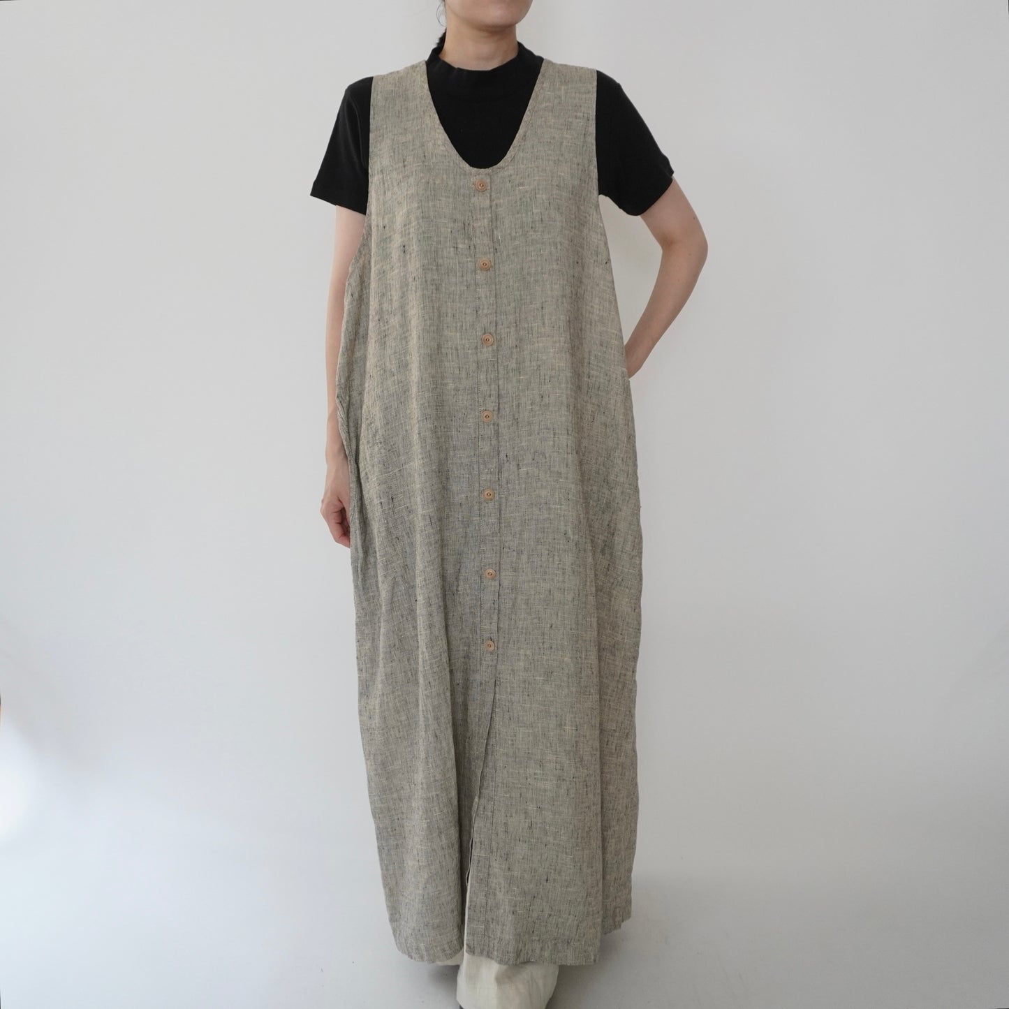 90s FLAX by jeanne engelhart Linen Dress