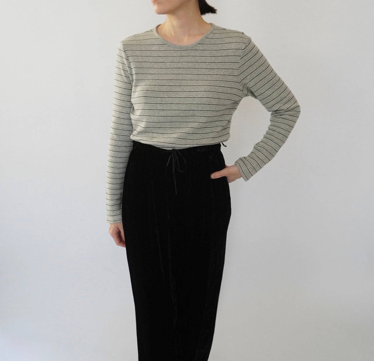 90s Gray Striped Top
