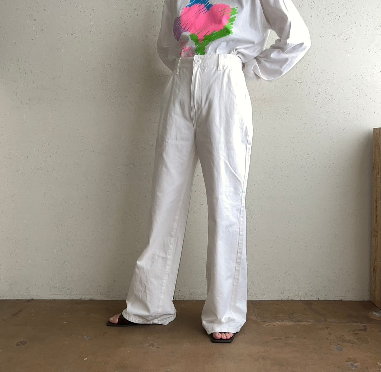 90s White Wide Pants