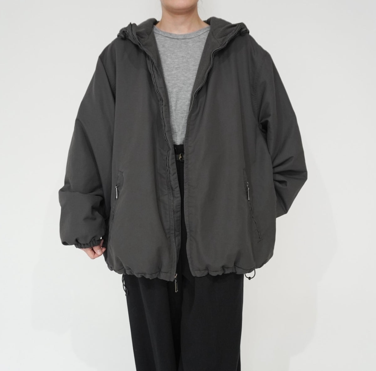 C.Gray Hooded Jacket