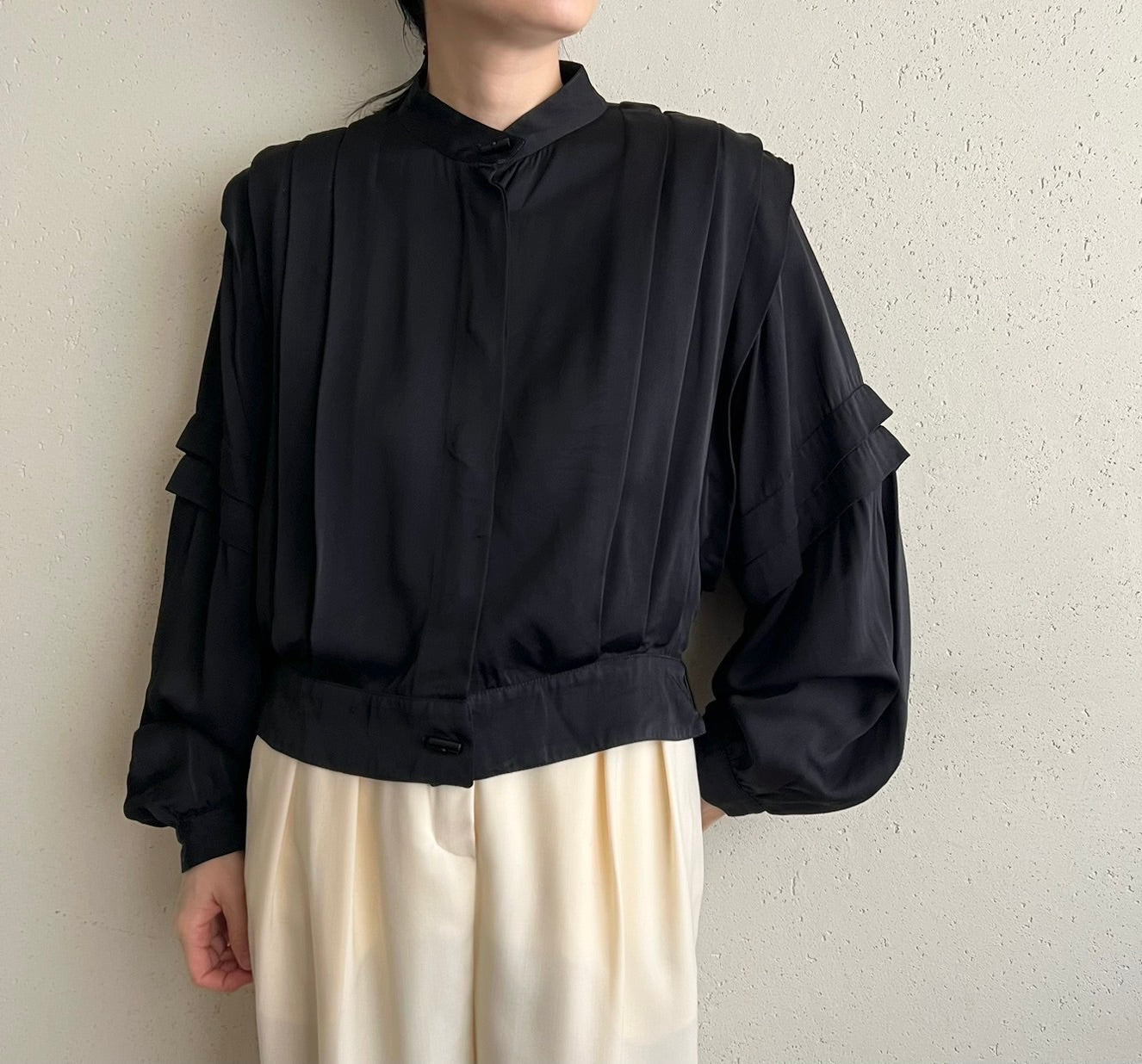 80s EURO Pleated Jacket Blouse