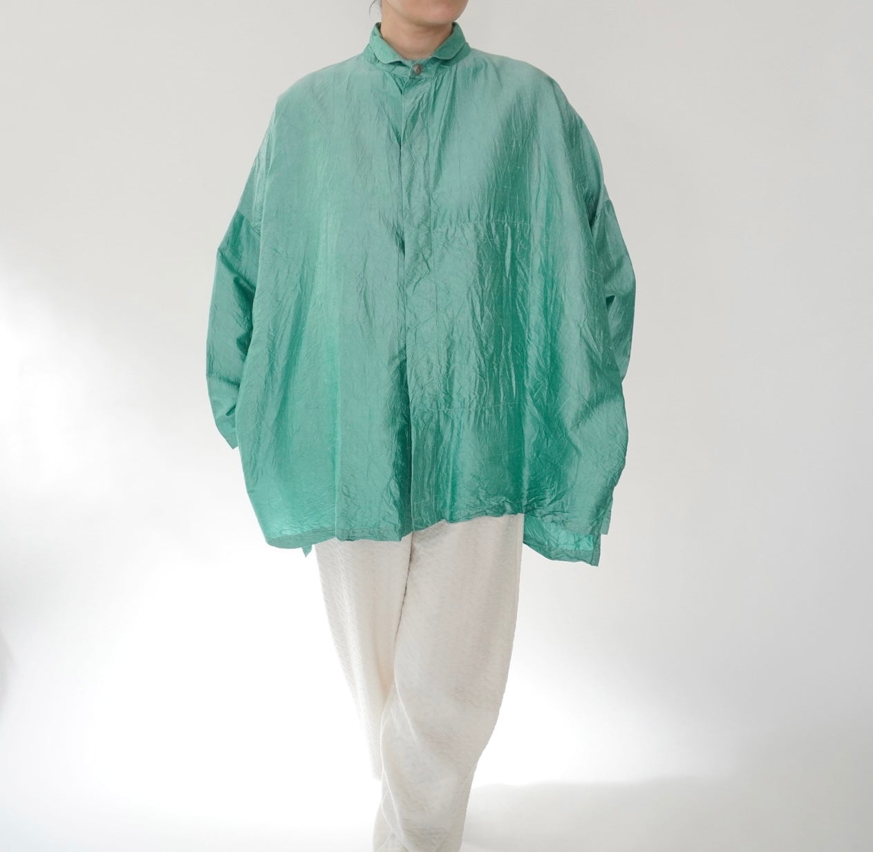 90s Raw Silk Boxy Blouse