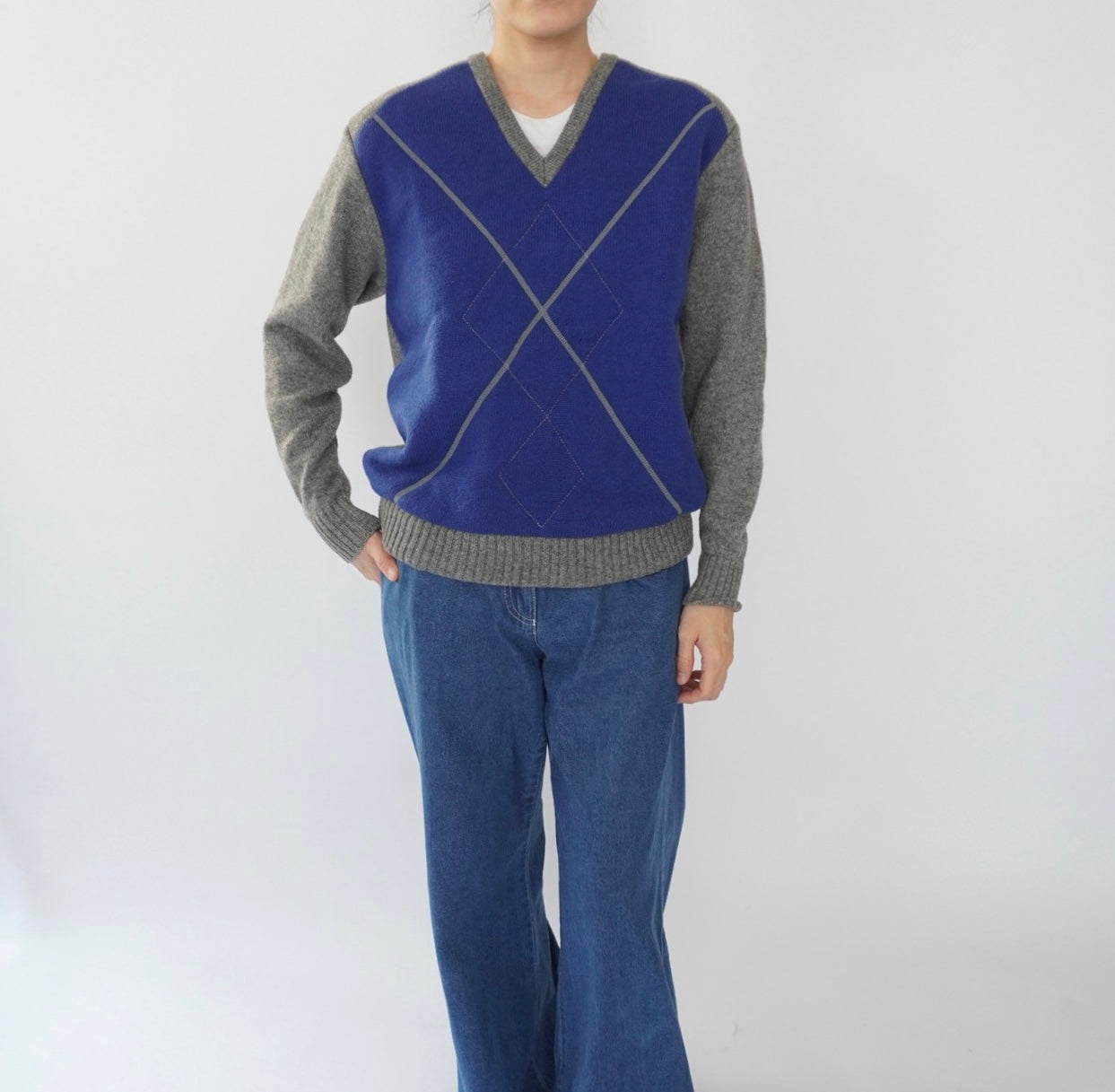 80s "PLAY BOY" Argyle Design Knit