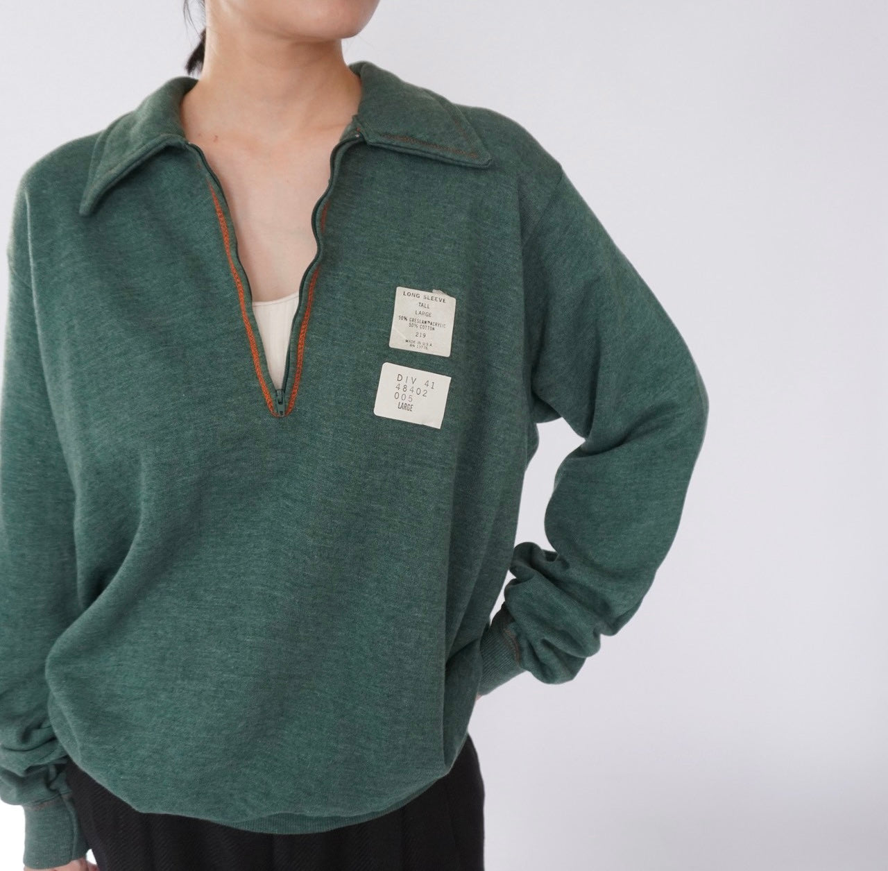 70s "Sears"  Half-Zip Sweater Made in USA Dead Stock