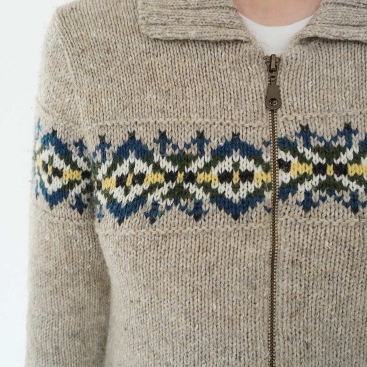 90s Pattern Zip Knit Made in USA
