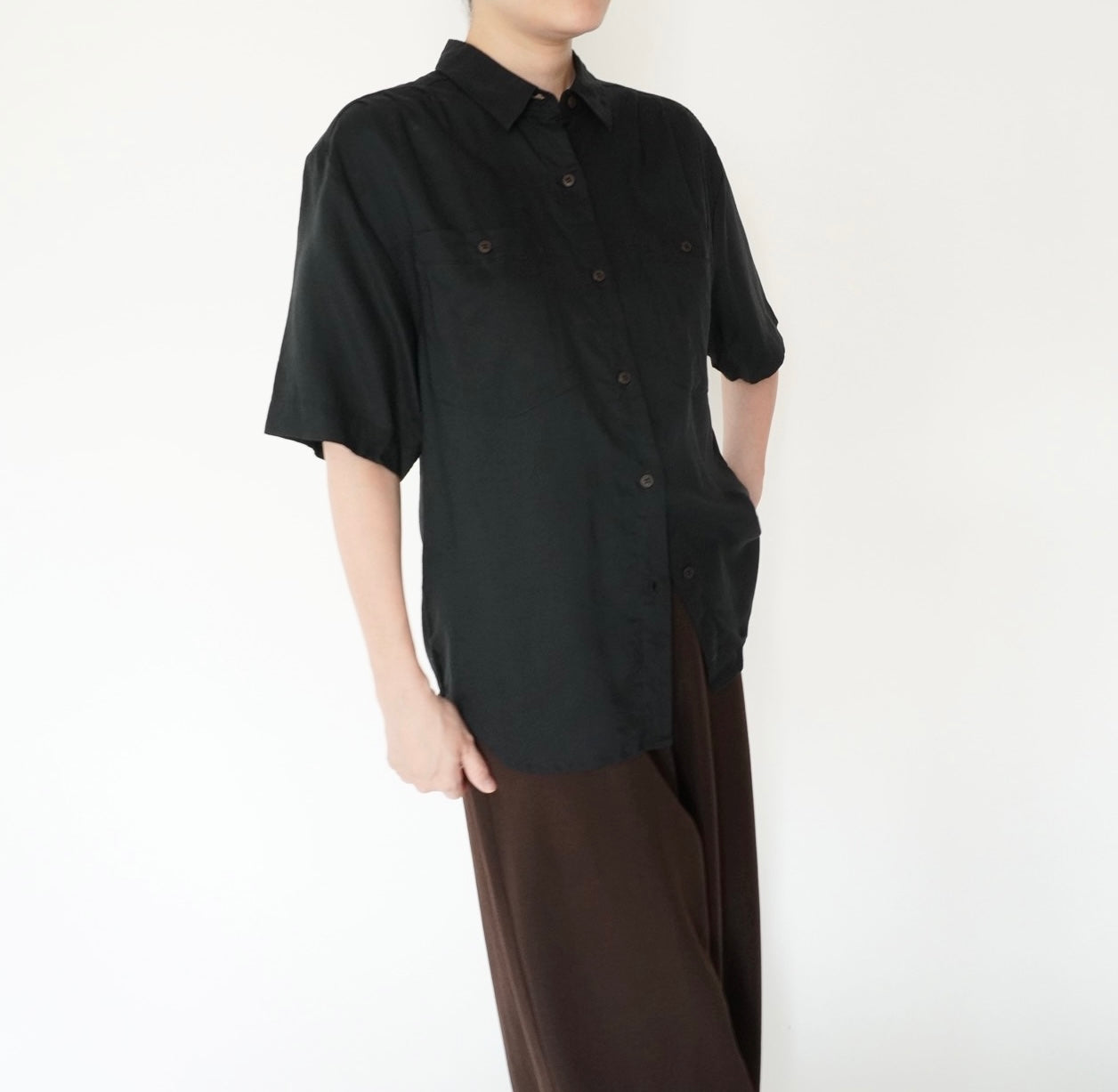 90s Black Rayon Shirt
