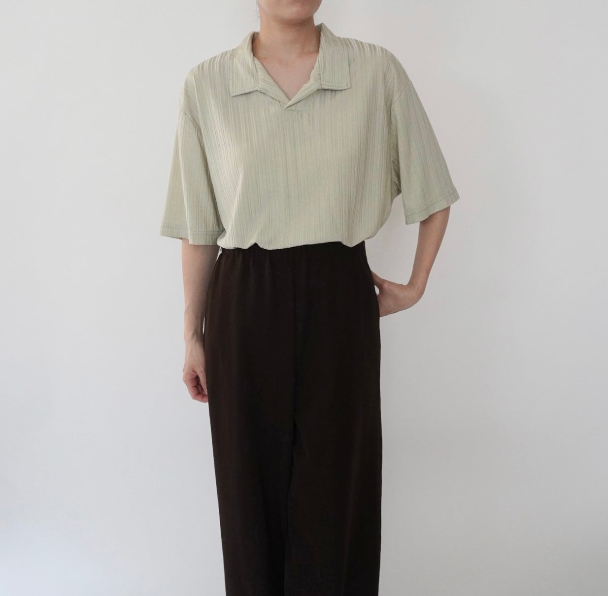 90s Light Green Ribbed Top