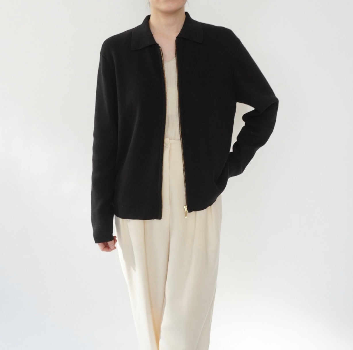 90s Cotton Knit Zip Top