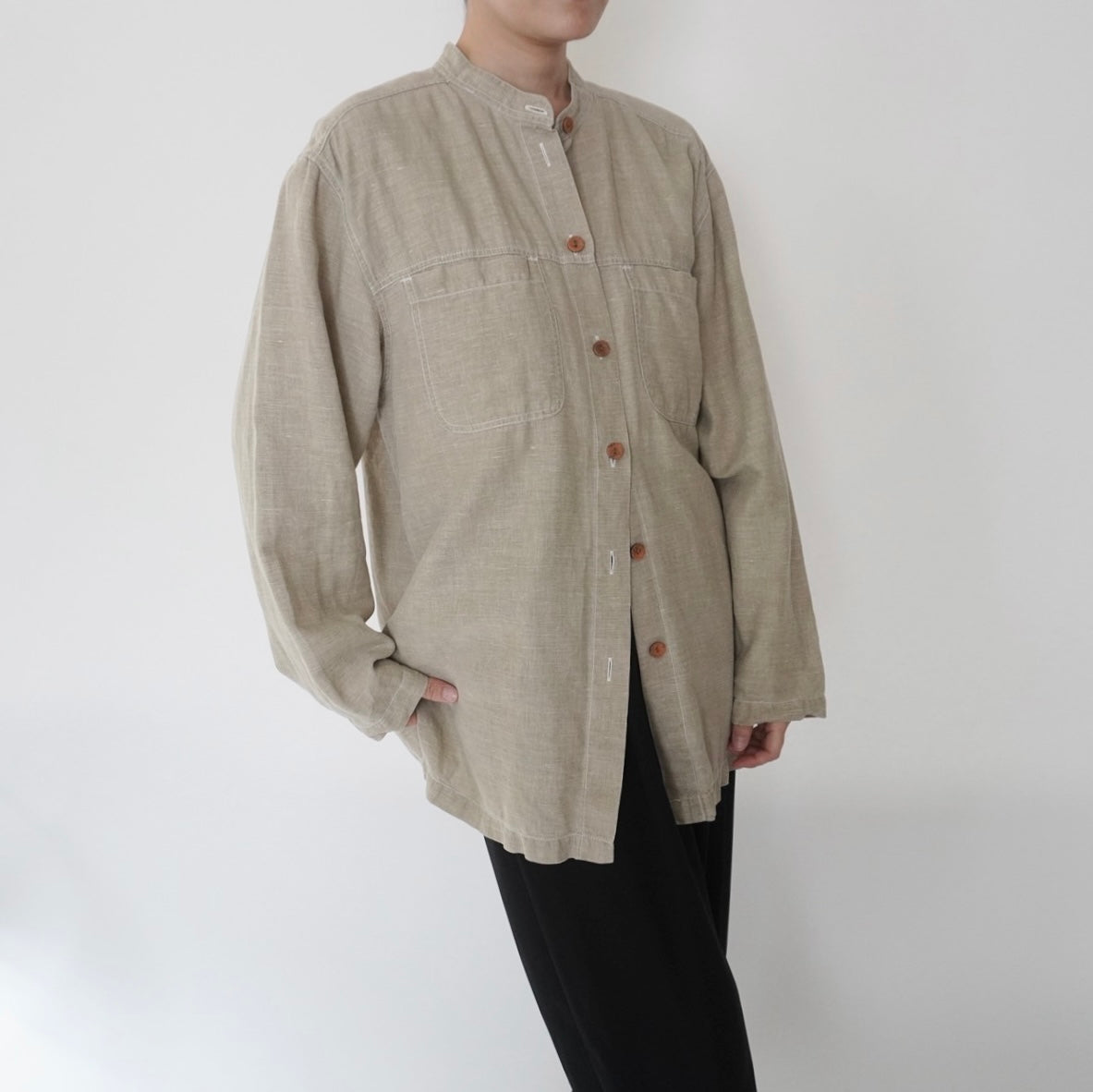 90s Linen x Cotton Design Shirt