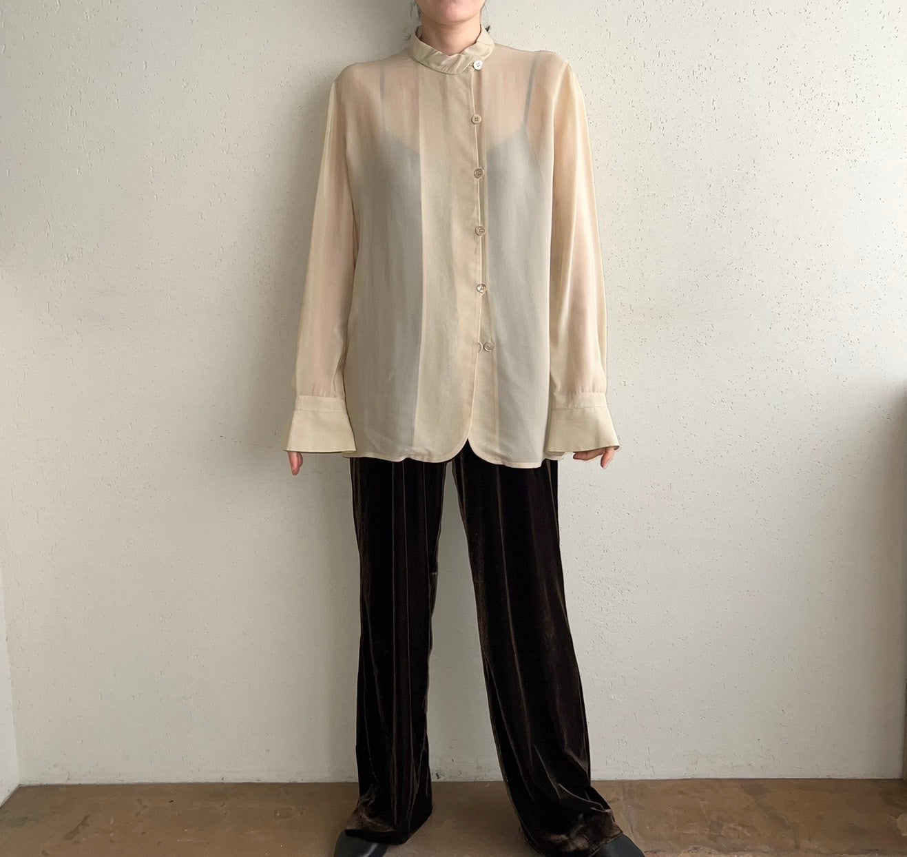 90s "GIORGIO ARMANI" Sheer Blouse  Made in Italy