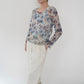 90s Floral Print Sheer Top