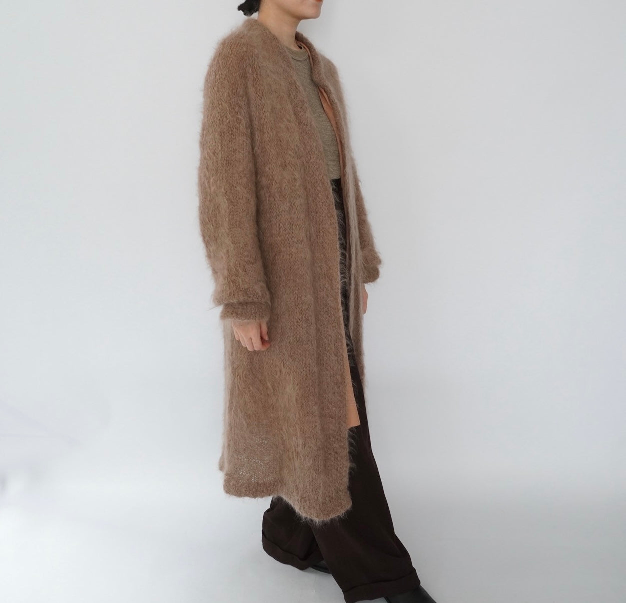 80s Mohair Long Cardigan,Light Coat