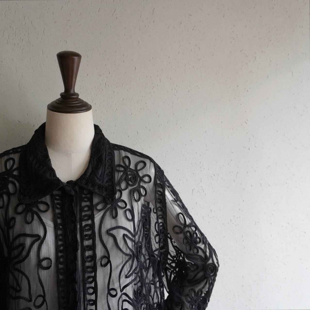 90s Sheer Cord Lace Shirt