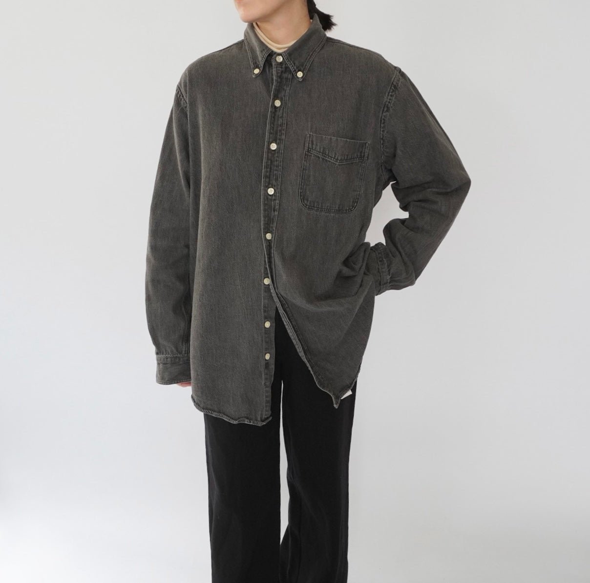 90s "J.CREW" Black Denim Shirt Made in USA