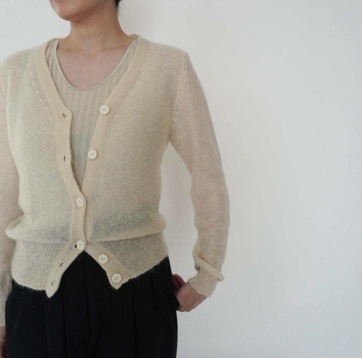 90s Ivory Knit Cardigan