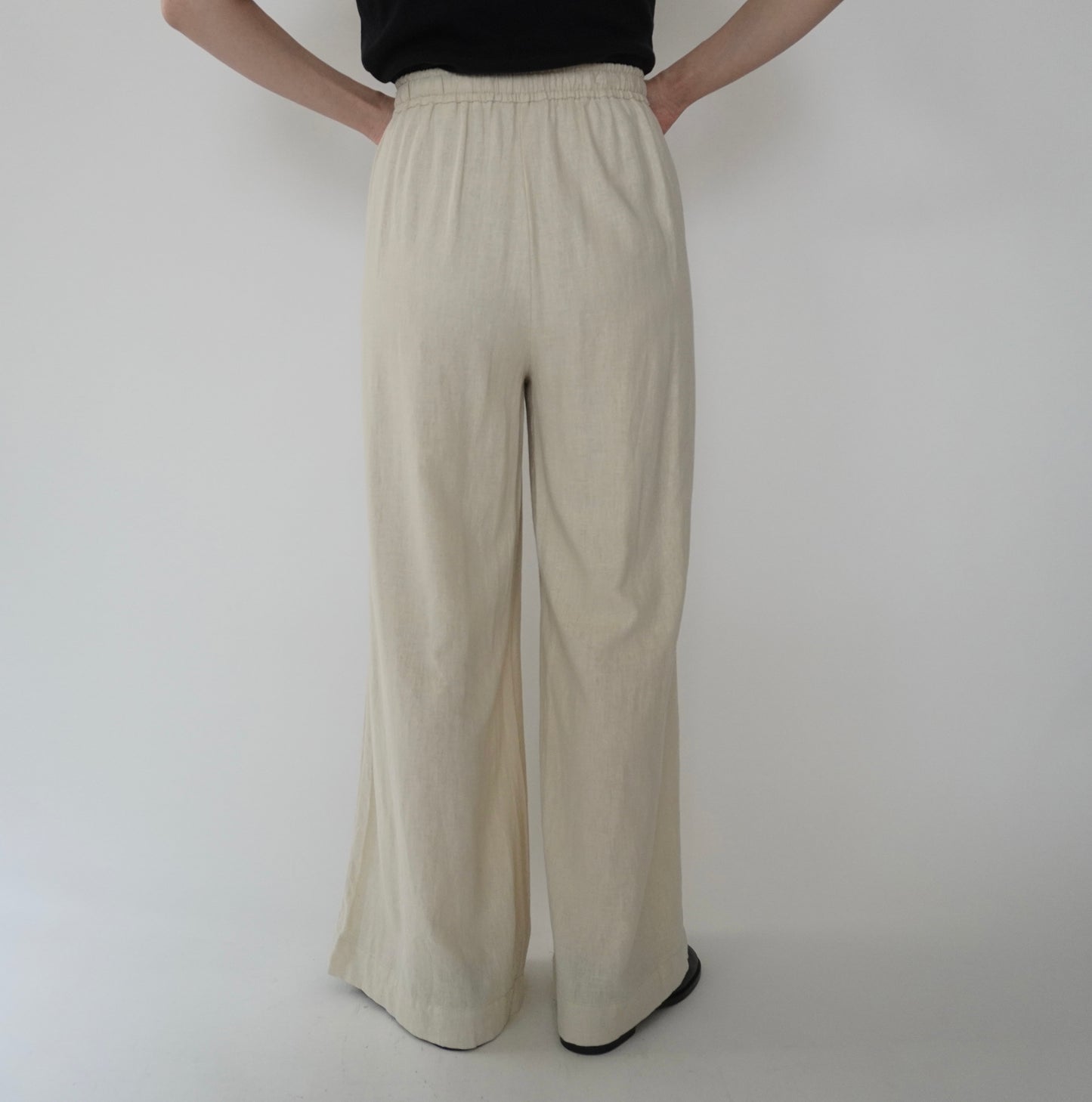 Ivory Linen Wide Pants
