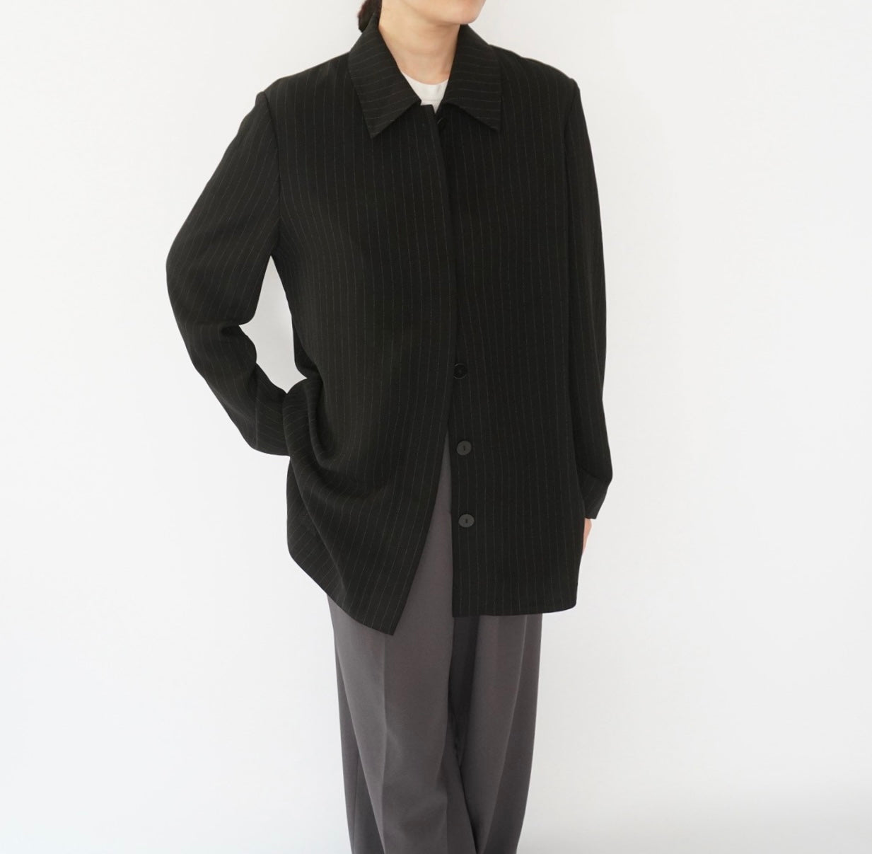 90s EURO Striped Shirt Jacket