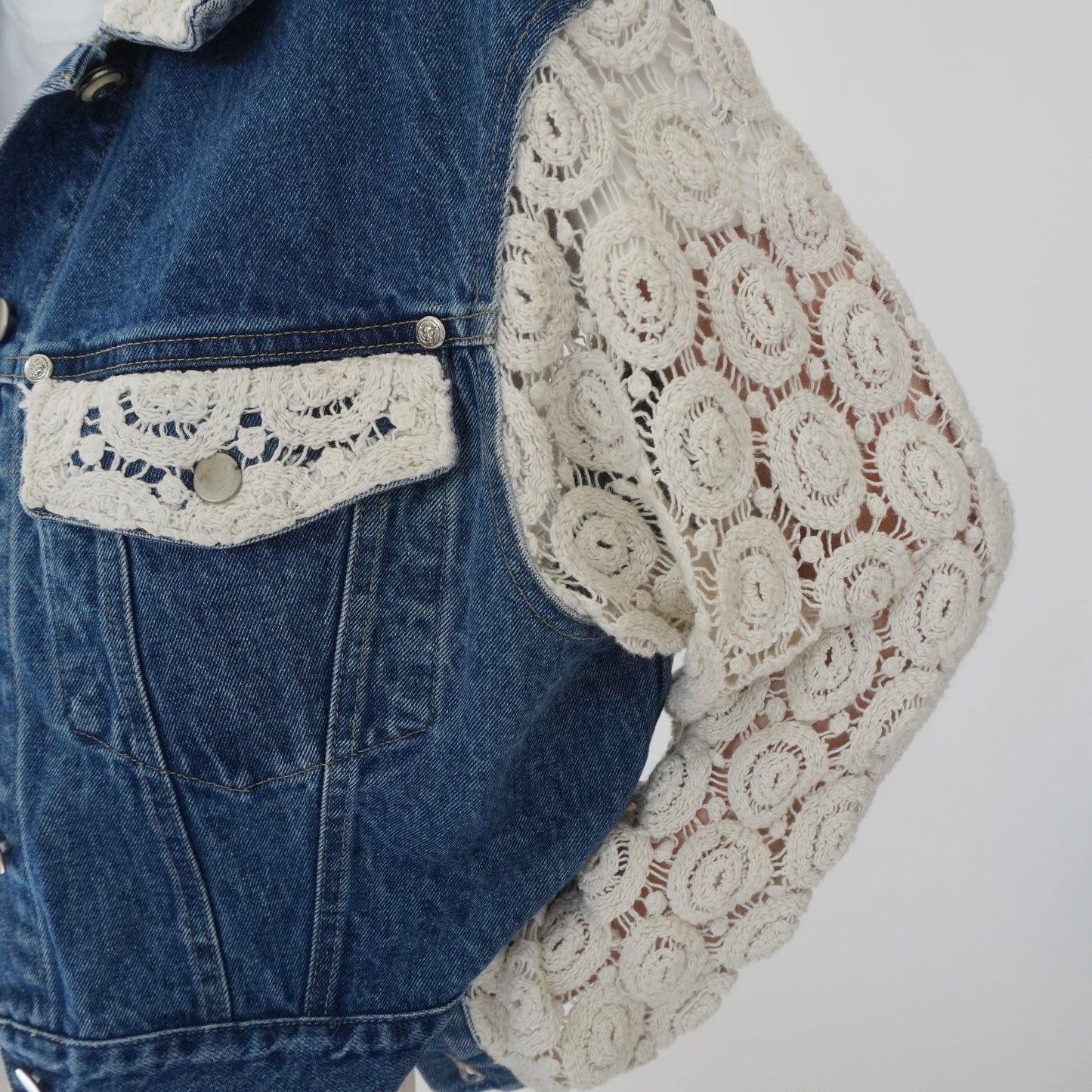 90s Crochet Denim Jacket