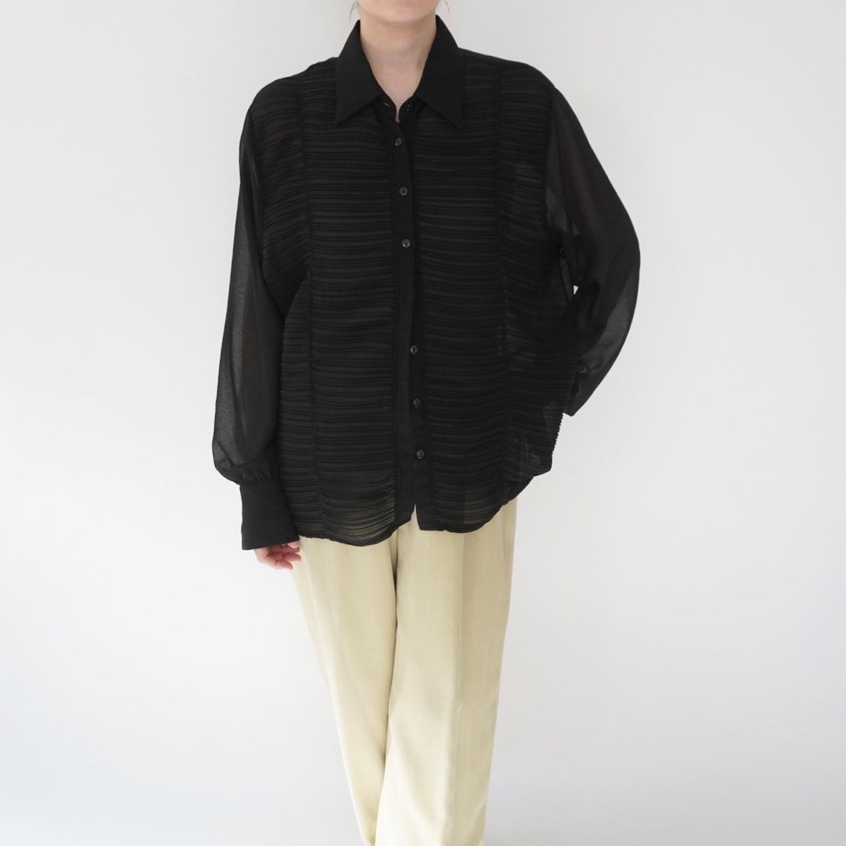 90s Sheer Pleats  Shirt