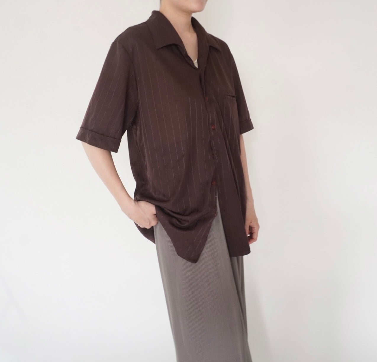 80s Brown Striped Shirt