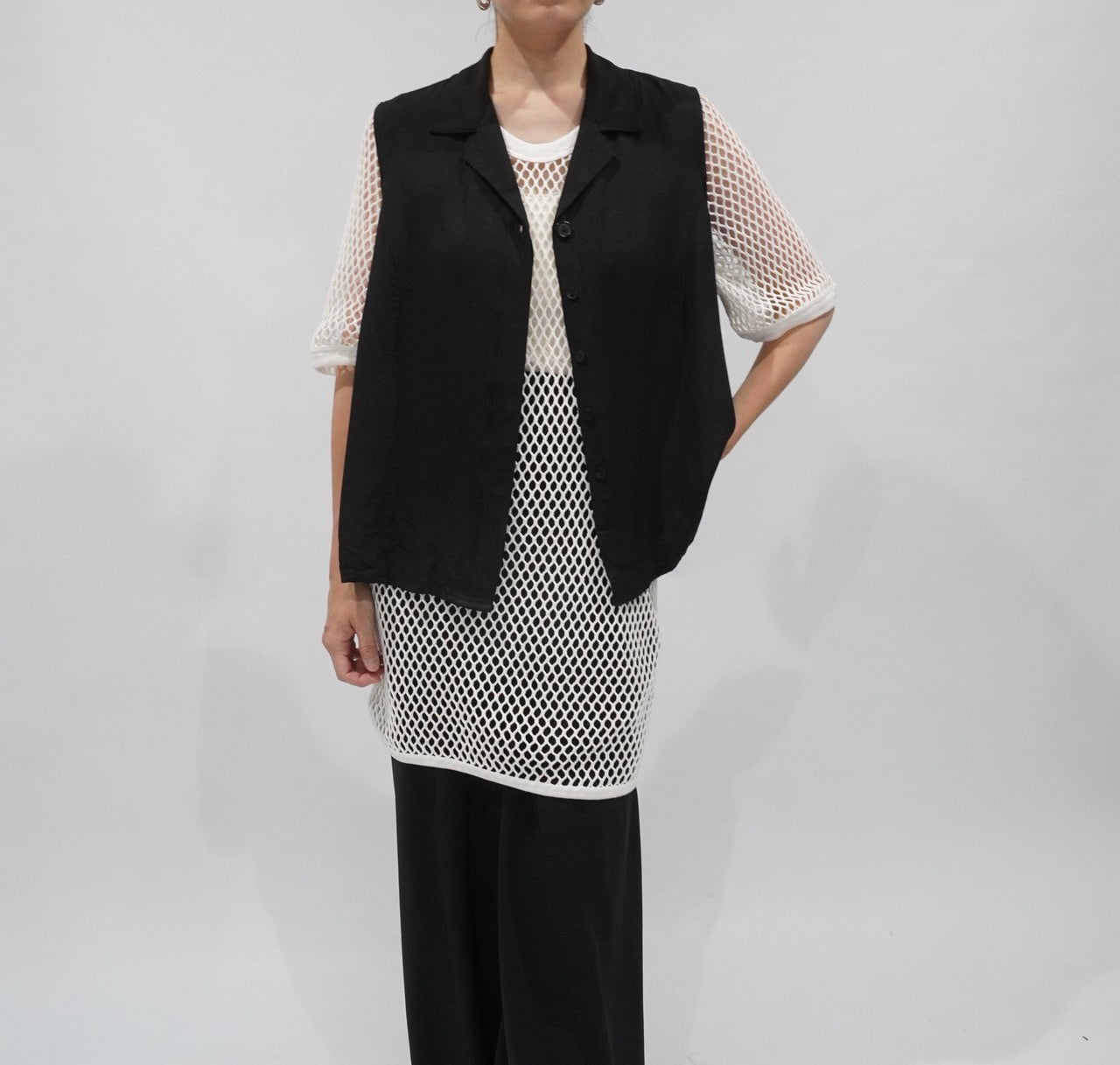 90s Black Vest,Blouse
