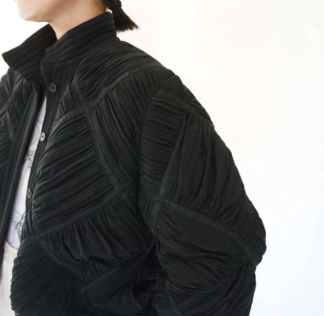 80s Silk Pleat Design Jacket