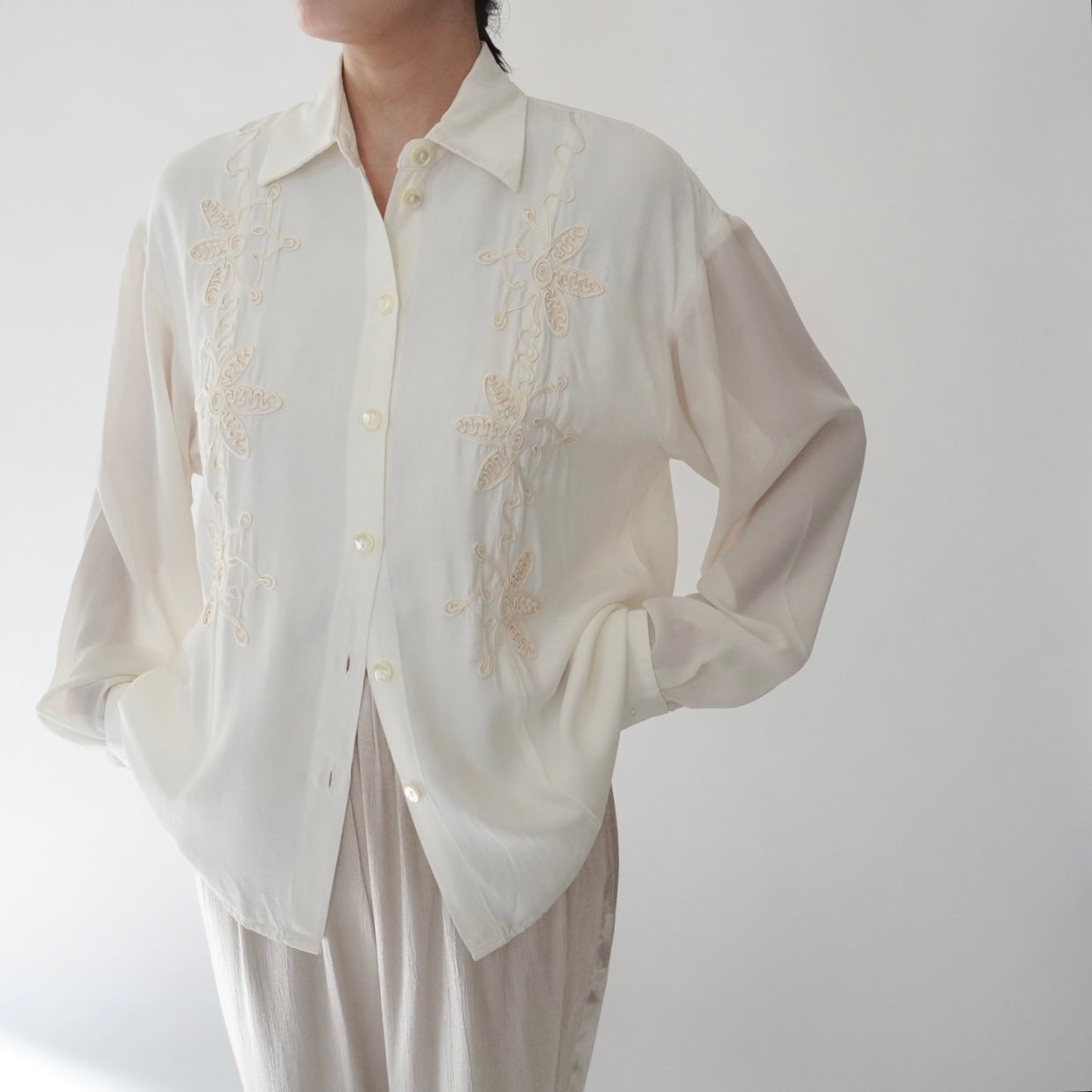 90s Cord Lace Shirt Made in USA