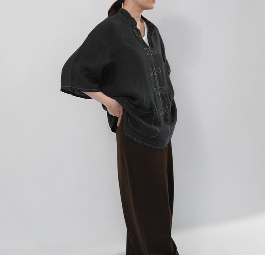 80s Black Design Top