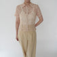 90s Lace Design Zipped Shirt Made in USA