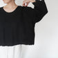 90s Black Linen Boxy Blouse