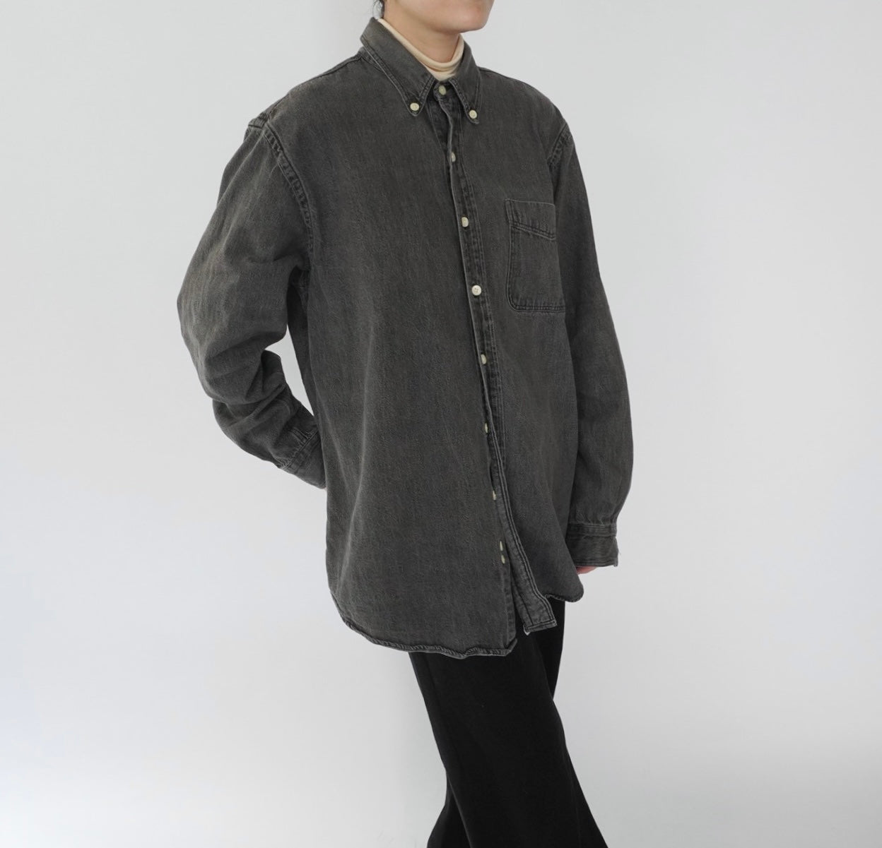 90s "J.CREW" Black Denim Shirt Made in USA