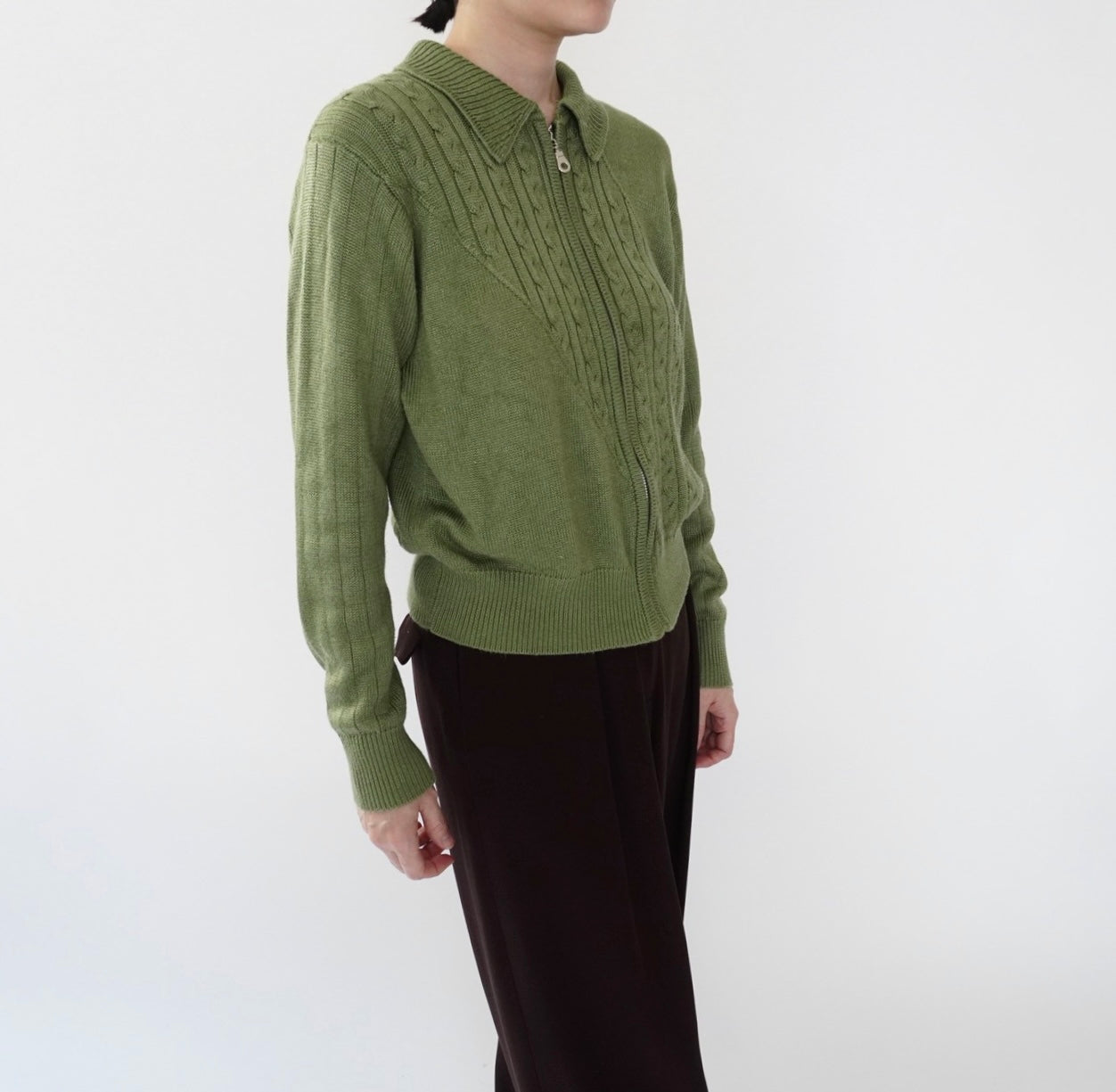90s Zip Light Knit Top