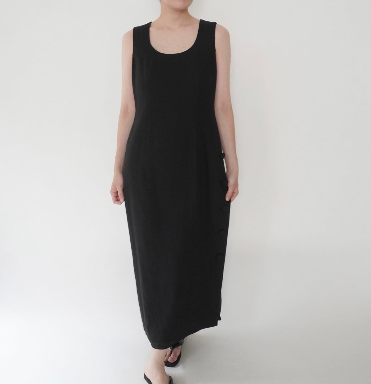 90s Black Linen Dress