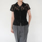 90s Lace Design Zipped Shirt Made in USA