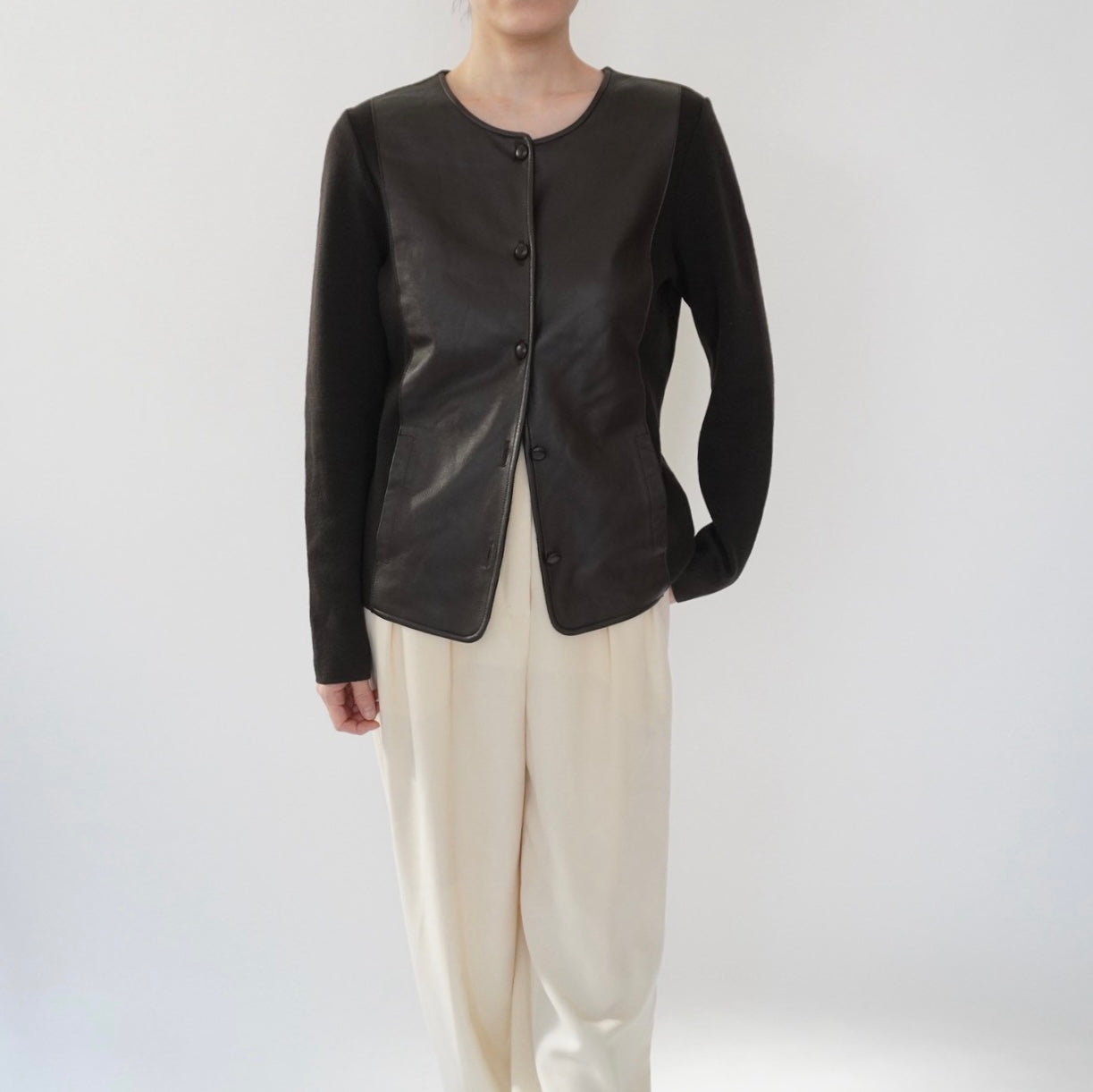 90s Faux Leather Top,Cardigan