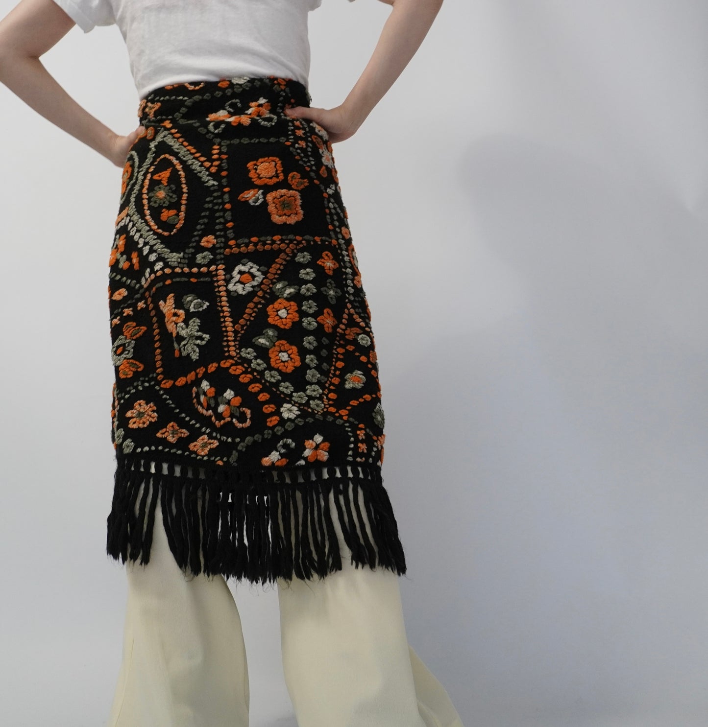 80s Fringe Design Skirt Made in Italy