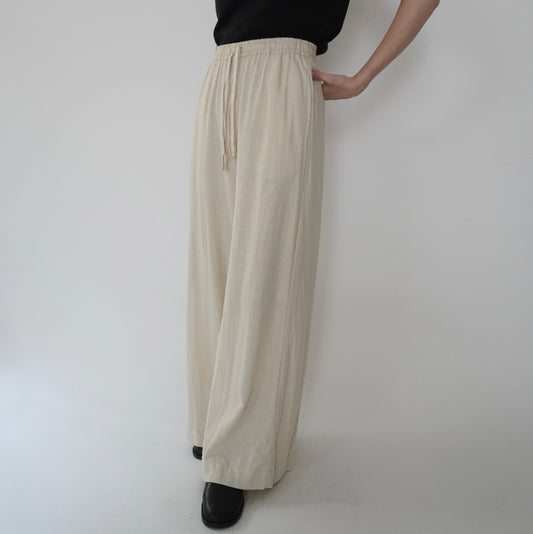 Ivory Linen Wide Pants