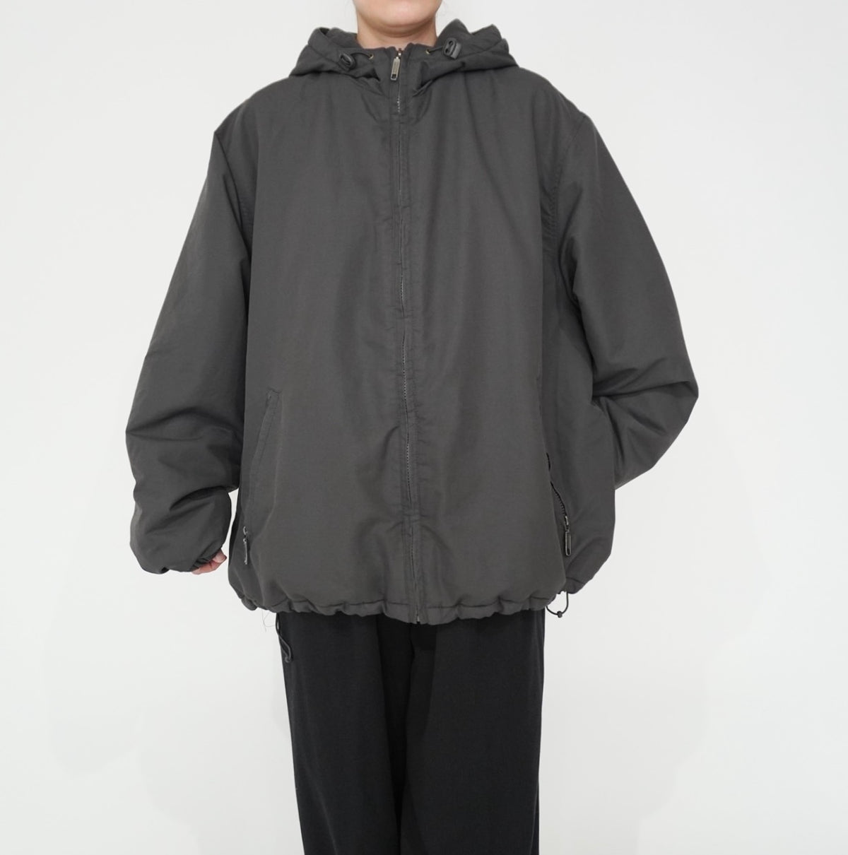 C.Gray Hooded Jacket