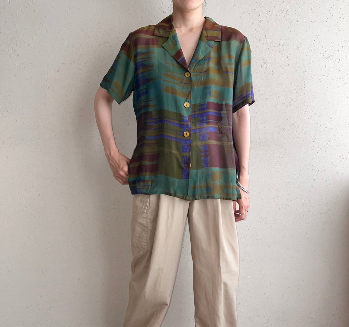 90s EURO Sheer Pattern Printed Shirt