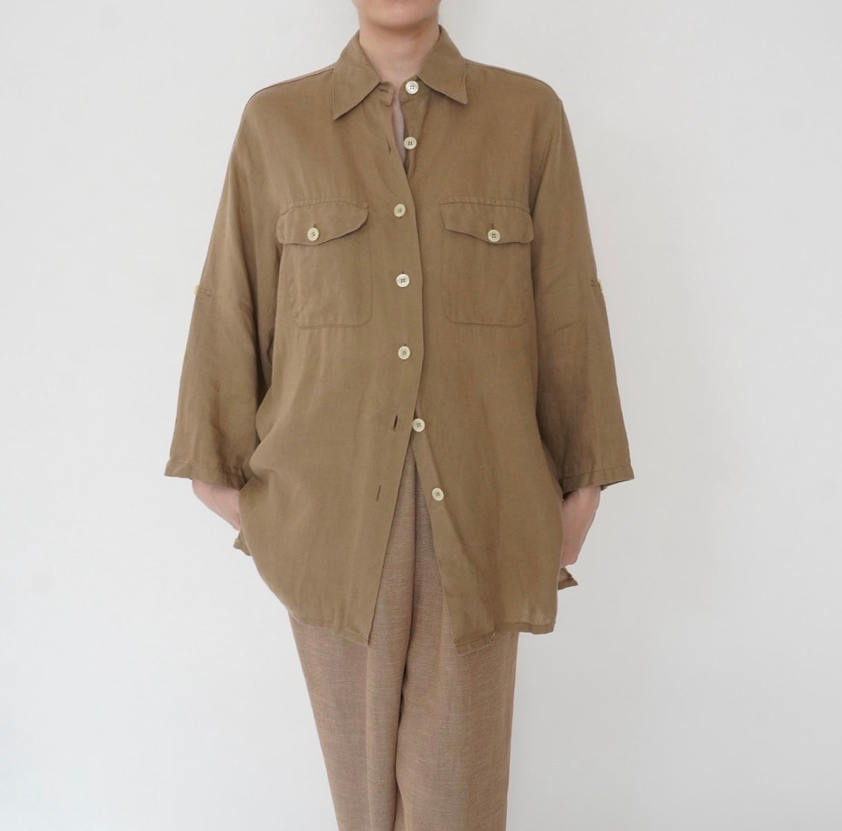 90s Design Linen Shirt Made in Italy